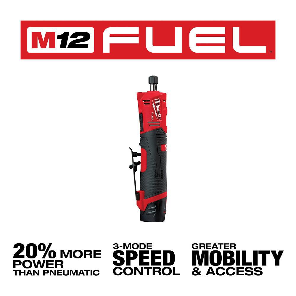 Milwaukee M12 FUEL Straight Die Grinder 2 Battery Kit 2486