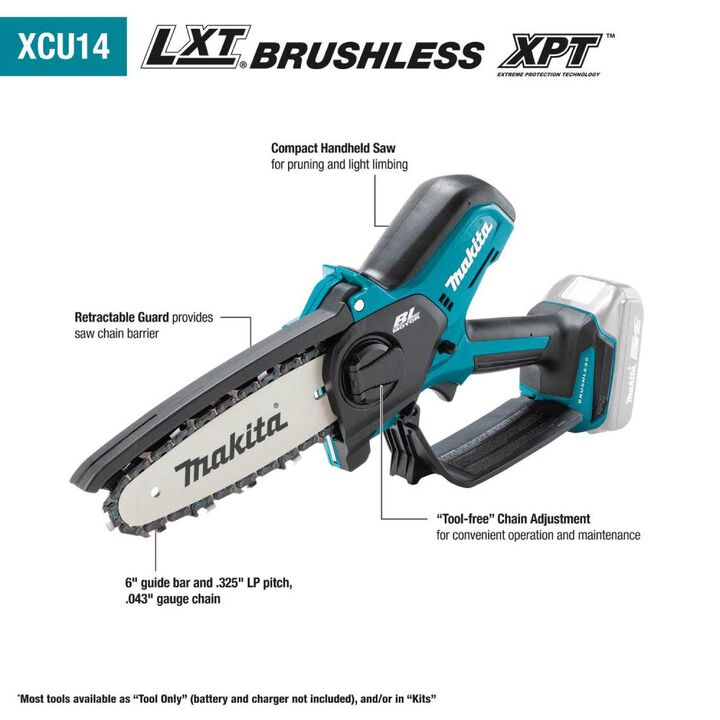 Makita 18V LXT Lithium-Ion Brushless Cordless 6 Inch Pruning Saw Kit (2.0Ah) & Holster Bundle, large image number 3