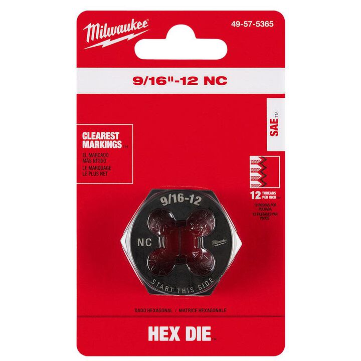 Milwaukee 9/16 in -12 NC 1-7/16 in  Hex Threading Die, large image number 7