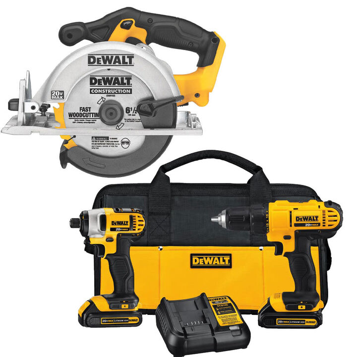 DEWALT 3 Tool 20V Max Cordless Power Tool Combo Kit Bundle, large image number 0
