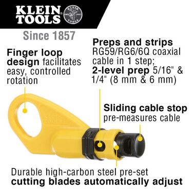 Klein Tools Coax Cable Stripper 2-Level Radial, large image number 1