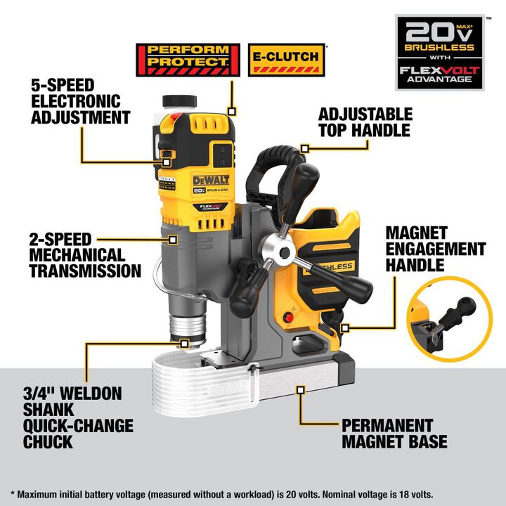 DEWALT FLEXVOLT Advantage 20V MAX 2in Magnetic Drill Press Kit, large image number 3