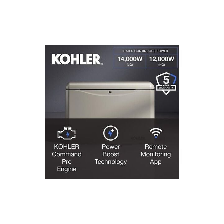 Kohler Power 14,000 Watt (14kW) Dual Fuel 50-State Air-Cooled Home Standby Generator, large image number 11
