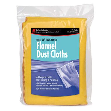 Buffalo Industries 13 x 24in Yellow Flannel Dust Cloth 12pk Bag, large image number 1