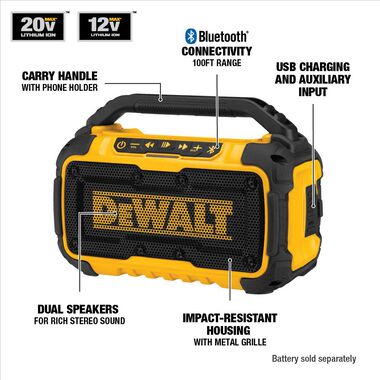 DEWALT 12V/20V MAX Jobsite Bluetooth Speaker, large image number 1