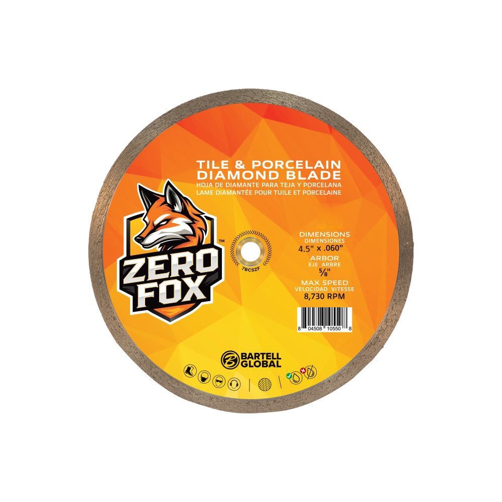 Bartell Morrison Zero Fox 4.5 Inch Continuous Rim Diamond Blade for Tile and Porcelain, large image number 1