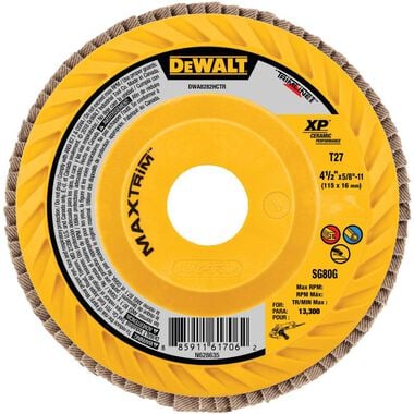 DEWALT 4 1/2in X 5/8in 11 80G T27 XP Ceramic Trim Flap Disc
