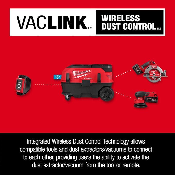 Milwaukee M18 FUEL 9 Gallon Dual Battery Dust Extractor w/ PACKOUT Compatibility and VACLINK, large image number 4