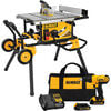 DEWALT 10 Inch Corded Jobsite Table Saw with Rolling Stand & Cordless Drill/Driver Combo Kit Bundle, small image number 1