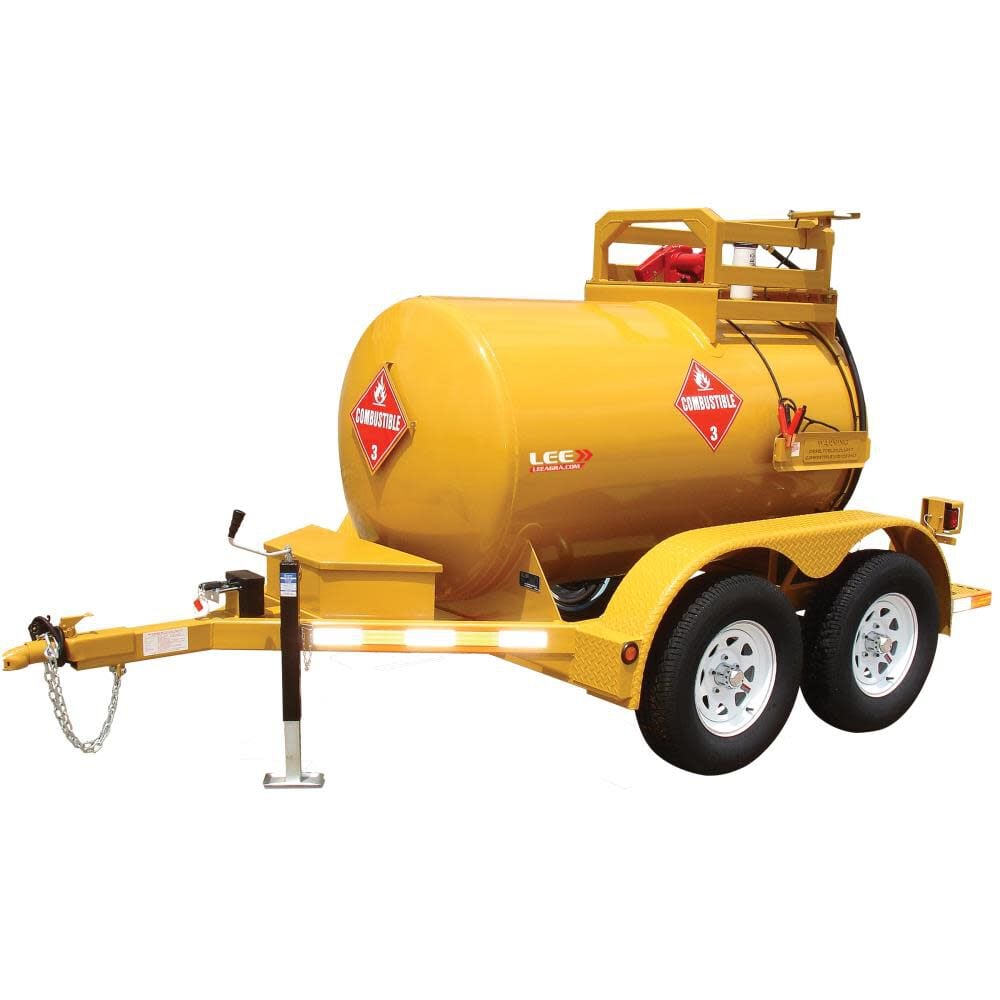 Leeagra 500 Gallon D.O.T. Diesel Fuel Tank with Trailer – Yellow – DOT500