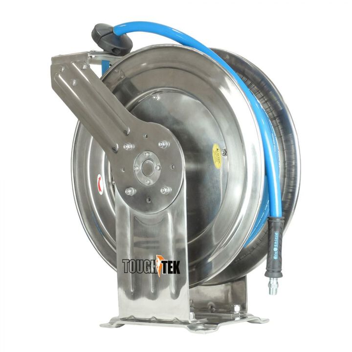 BluBird ToughTek 3/8 Inch x 50 Ft Pressure Washer Hose Reel with 6 Ft Hose, large image number 1