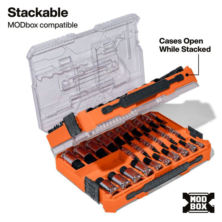 Klein Tools MODbox Knurled Hex Bit Socket Set, SAE and Metric, 32 Pieces, large image number 3