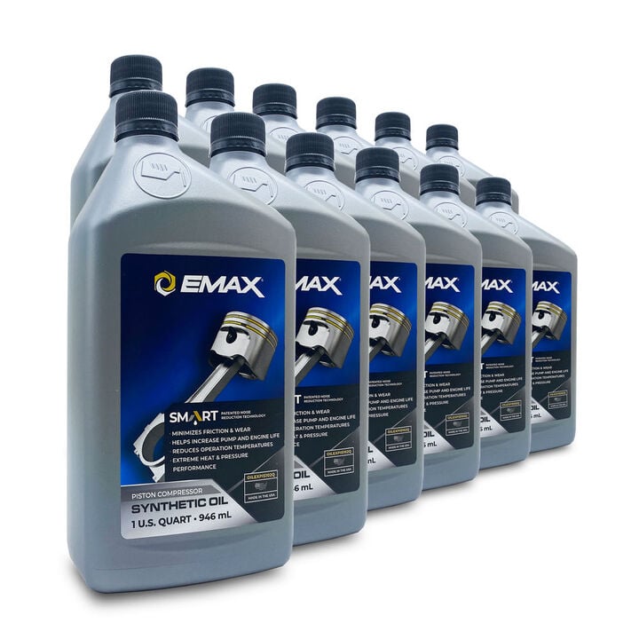 EMAX 1 Qt 30W Smart Synthetic Oil for Piston Air Compressor 12 Pack