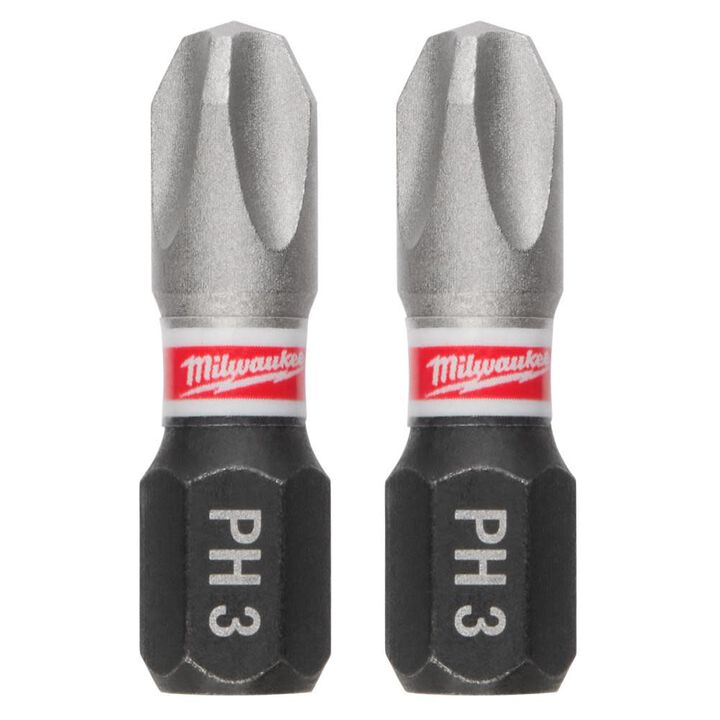 Milwaukee SHOCKWAVE 2-Piece Impact Phillips #3 Insert Bits