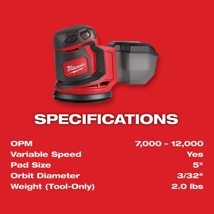 Milwaukee M18 Random Orbit Sander (Bare Tool), large image number 3