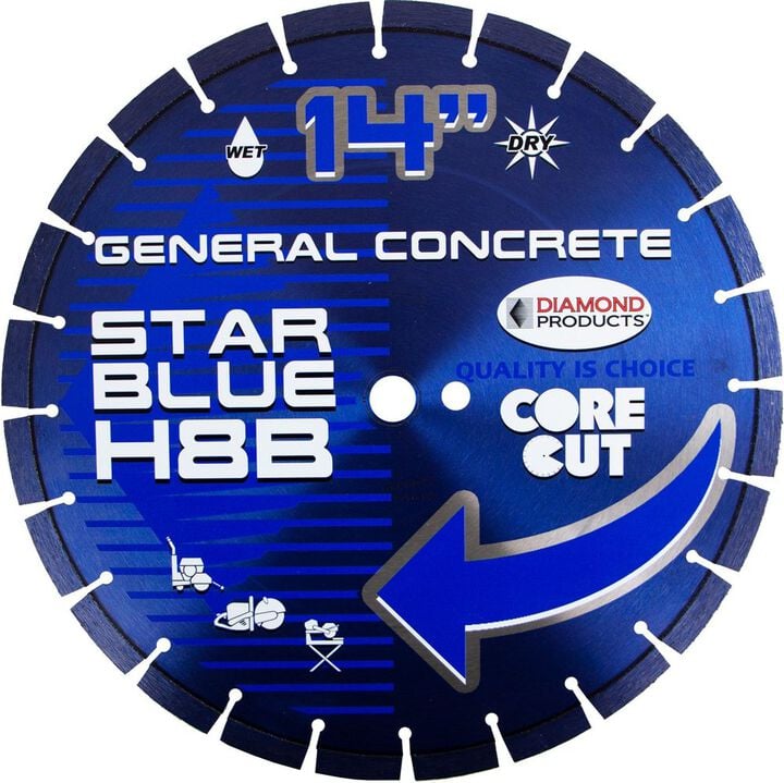 Diamond Products H8B Star Blue High Speed 14 Inch Segmented Rim Diamond Blade for General Purpose Concrete, large image number 0