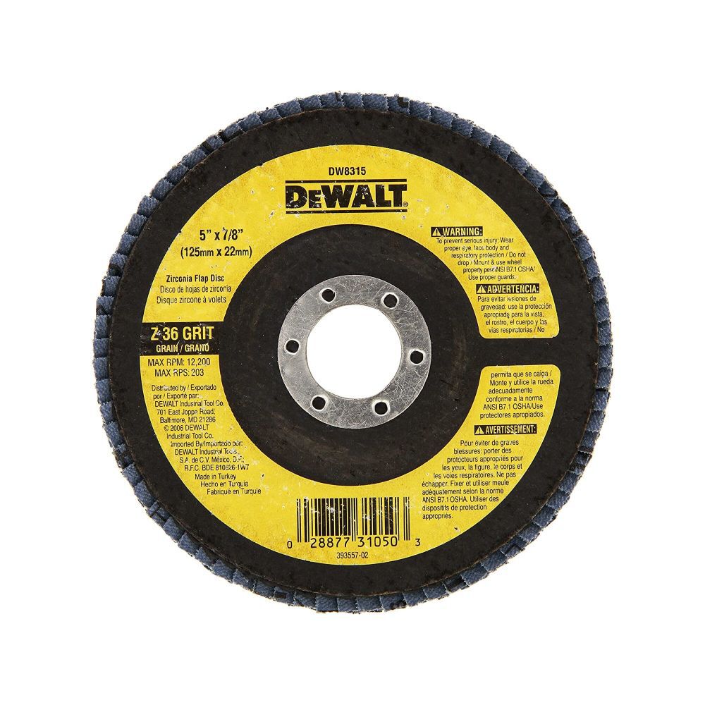 DEWALT 5 In. x 7/8 In. 36 g Zirconia Flap Disc, large image number 3
