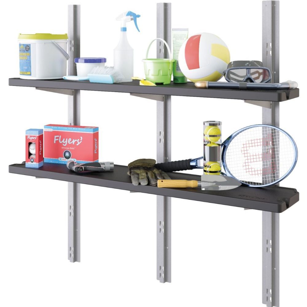 Suncast 49.65 Inch x 10 Inch x 1.25 Inch Shed Shelf Kit, Black, 2 Pack, large image number 3