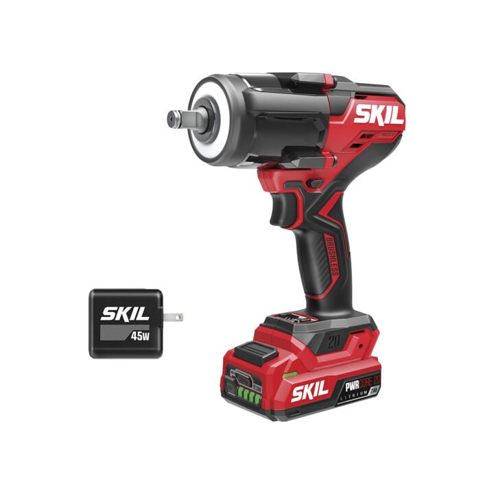 SKIL PWRCORE 20 Brushless 20V 1/2 Inch Mid Torque Impact Wrench Kit