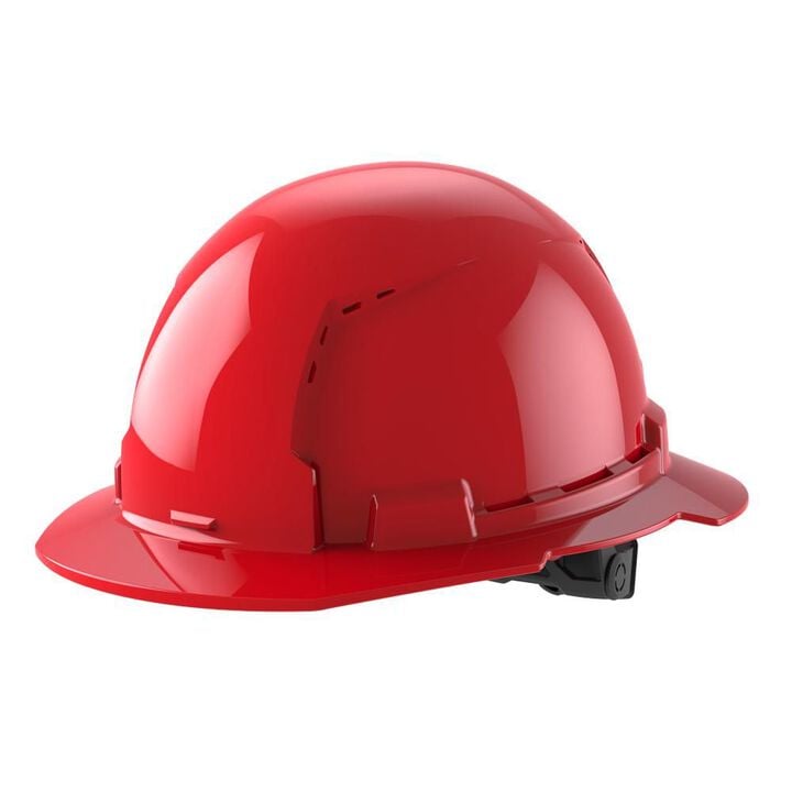 Milwaukee White Full Brim Vented Hard Hat with 6pt Ratcheting Suspension Type 1 Class C Red