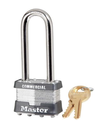 Master Lock 1-3/4 In. (44mm) Wide Laminated Steel Pin Tumbler Padlock with 2-1/2 In. (64mm) Shackle Keyed Alike - 1KALJ