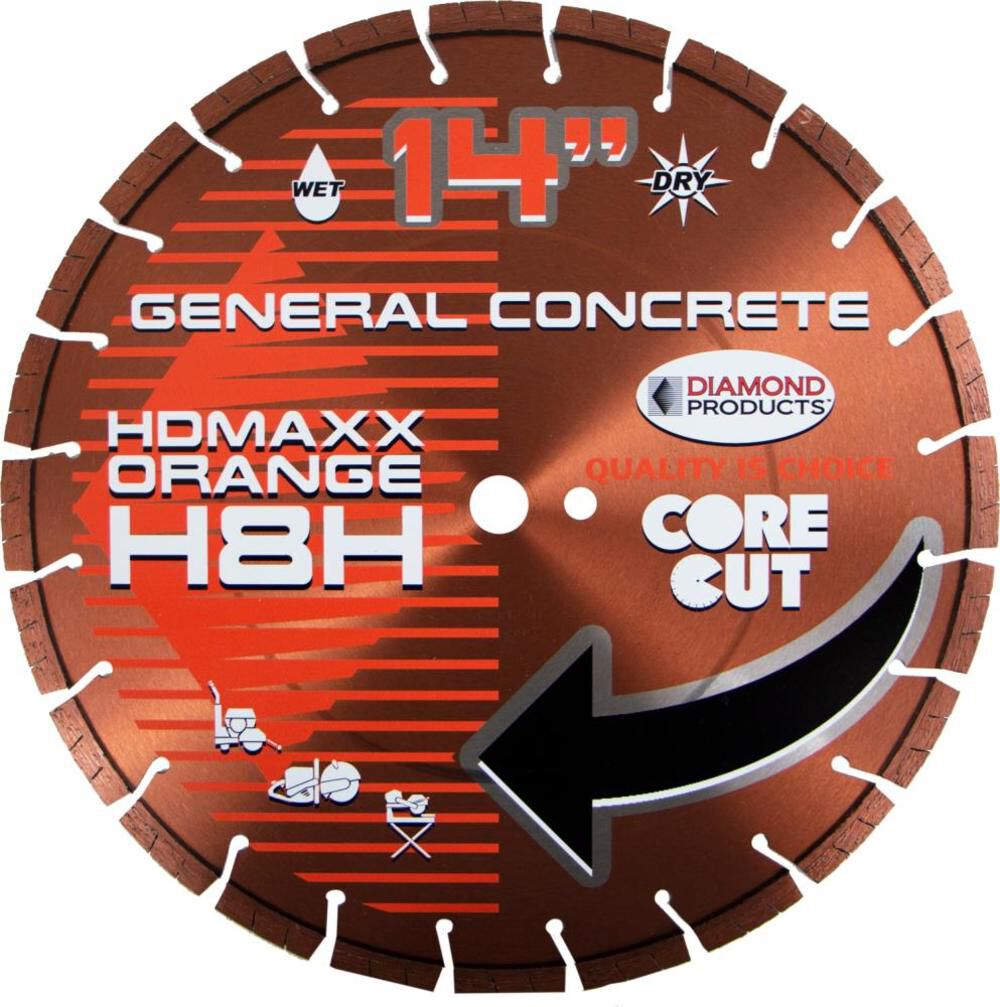 Diamond Products H8H Heavy Duty Orange MAXX High Speed 12 Inch Segmented Turbo Rim Diamond Blade for General Purpose Concrete – 53734