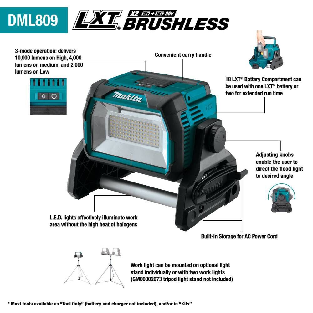 Makita 18V X2 (36V) LXT Lithium-Ion Cordless/Corded Work Light (Bare Tool), large image number 5