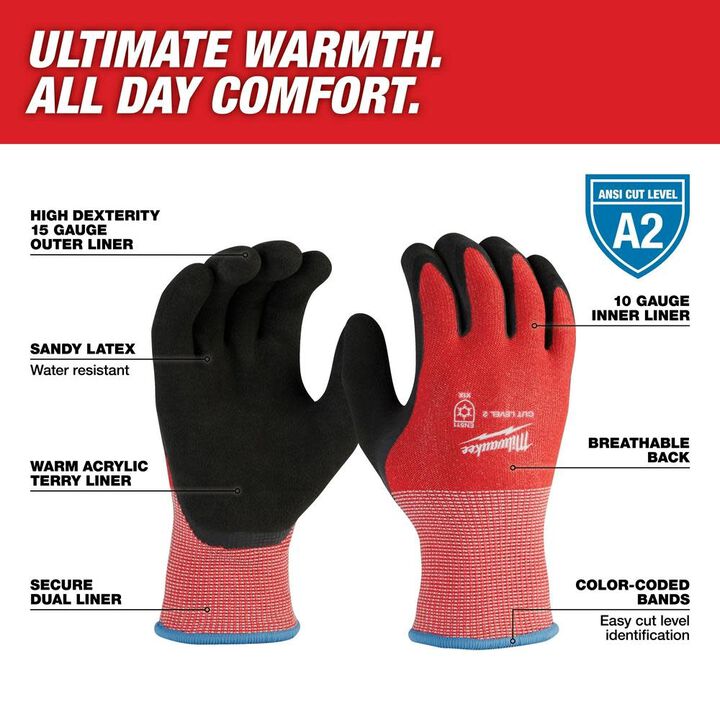 Milwaukee Cut Level 2 Winter Dipped Gloves Medium 12pk, large image number 1