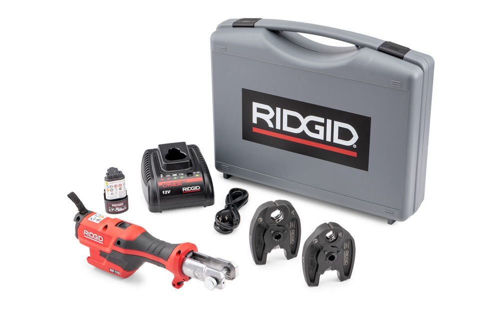 Ridgid RP 115 Mini Press Tool Battery Kit with Propress Jaws 1/2in-3/4in, large image number 1