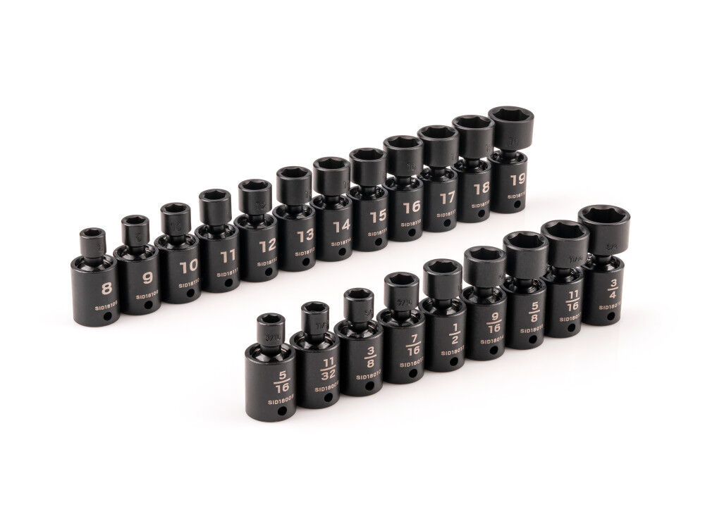 Tekton 3/8 Inch 6 Point U-Joint Impact Socket Set, (5/16-3/4 Inch, 8-19 mm), large image number 2