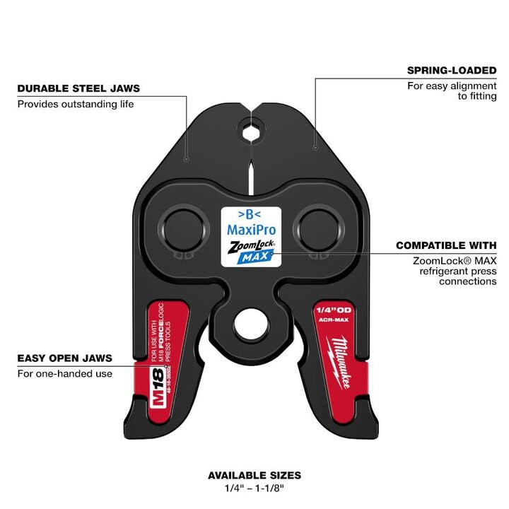 Milwaukee 3/8 Inch ZoomLock MAX Press Jaw for M18 FORCE LOGIC Press Tools, large image number 1