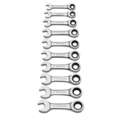 GEARWRENCH Combination Wrench Set 10 pc. Stubby Ratcheting Metric