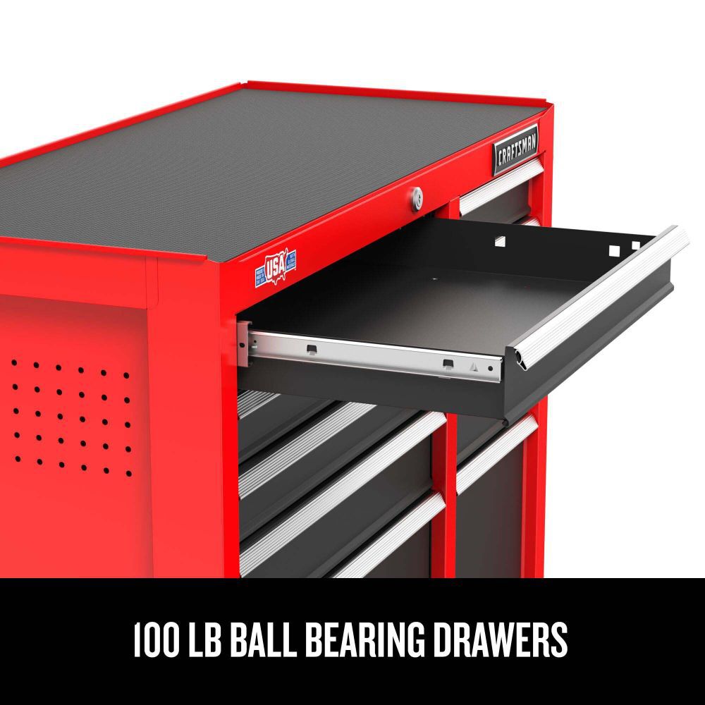 CRAFTSMAN S2000 Series 52 Inch Wide 8-Drawer Steel Rolling Workstation, Red, large image number 6