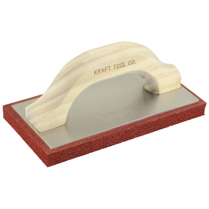 Kraft Tool Co 8 Inch x 4 Inch Fine Cell Red Rubber Float with Wood Handle, large image number 1