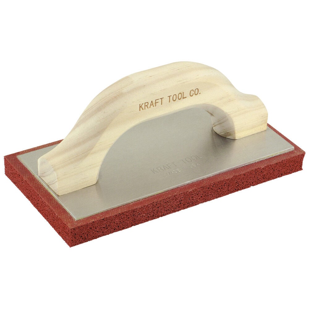 Kraft Tool Co 8 Inch x 4 Inch Fine Cell Red Rubber Float with Wood Handle, large image number 1