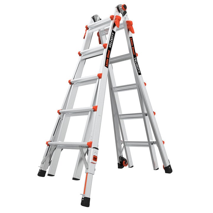 Little Giant Safety Velocity Model 22 - ANSI Type IA - 300 lb Rated Aluminum Articulated Extendable Ladder with Ratchet Levelers