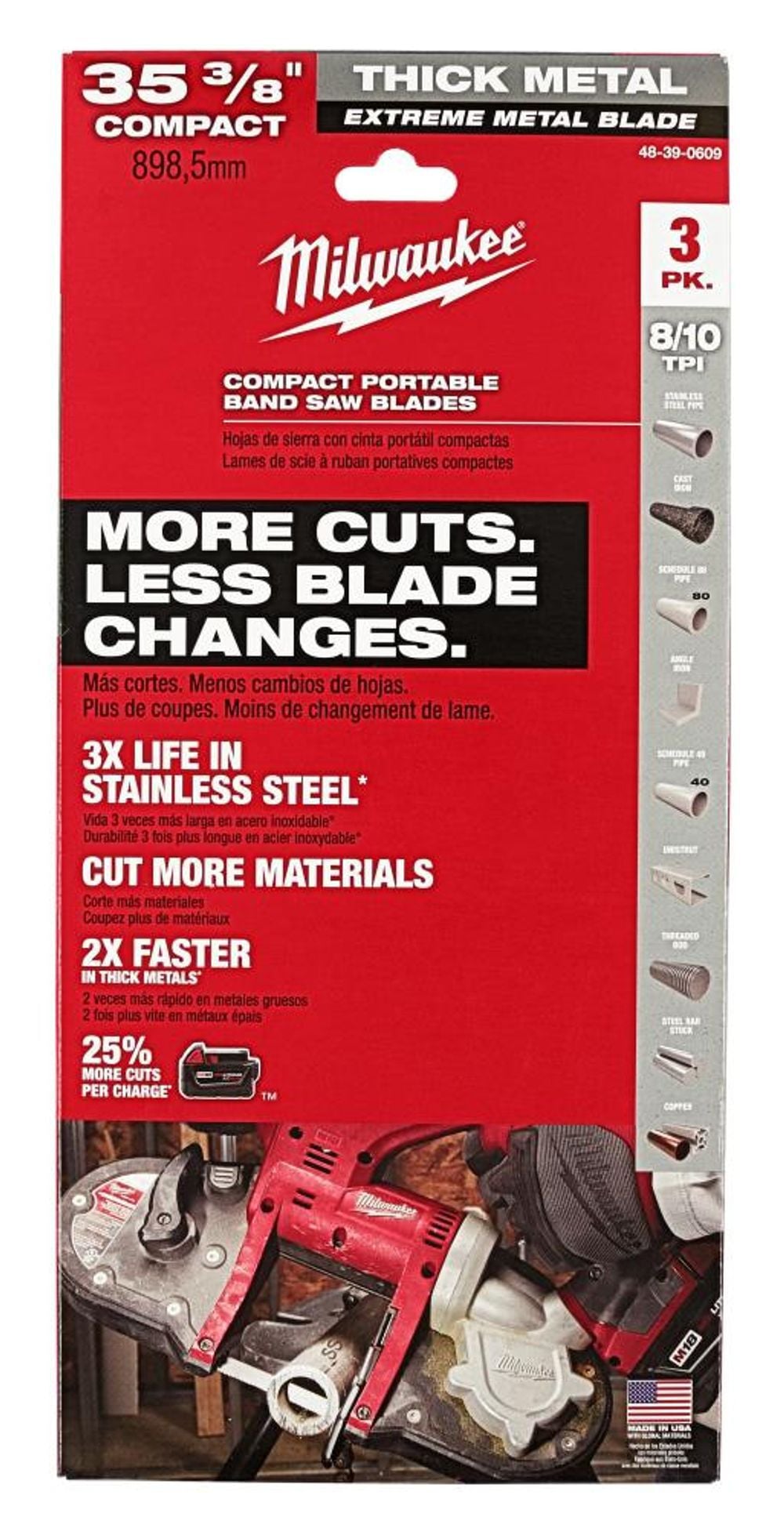 Milwaukee Extreme Thick Metal Band Saw Blades 3PK Compact, large image number 2