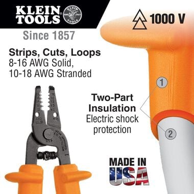 Klein Tools Wire Stripper/Cutter 8-16 AWG STRD, large image number 1