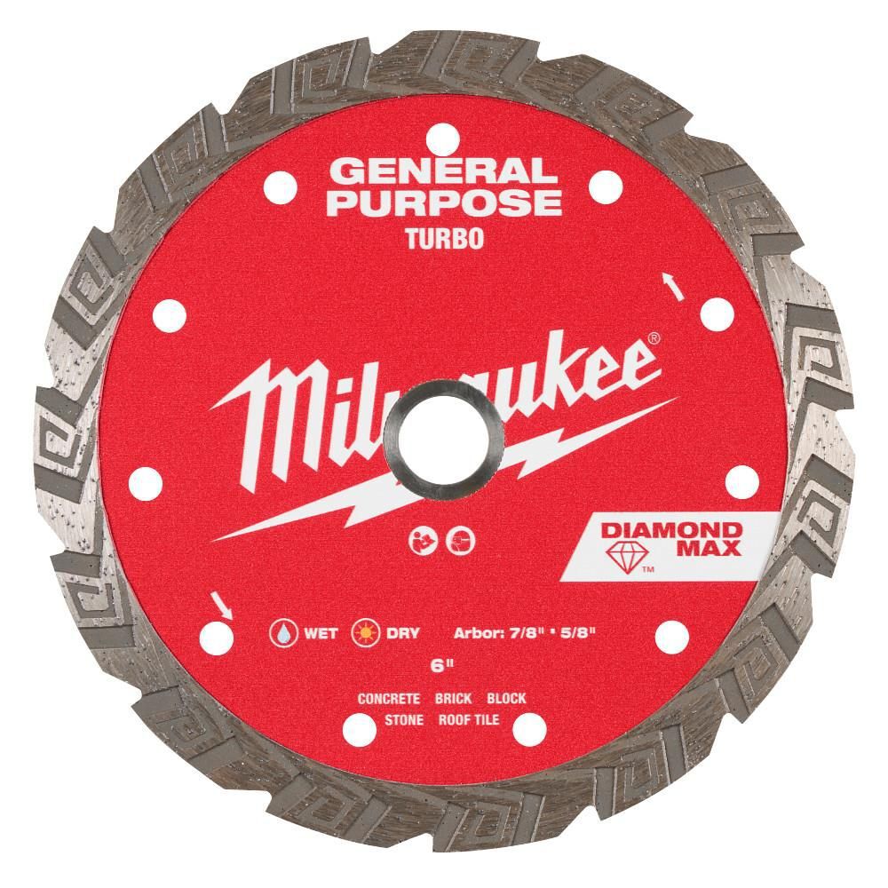 Milwaukee Diamond Max 6 Inch Turbo Rim Diamond Blade for Masonry, large image number 1