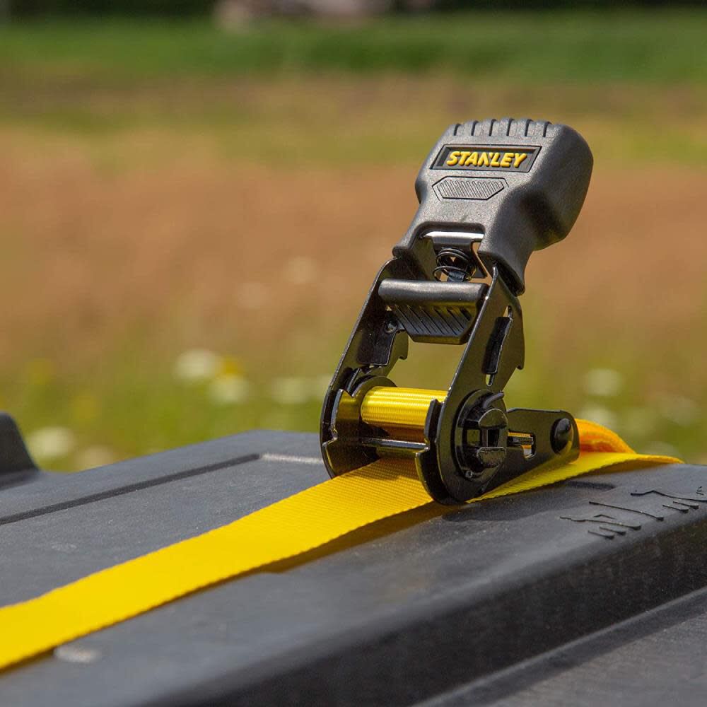Stanley S1000 Ratchet Tie Down Straps 1in x 10' Light Cargo Hauling 1500 lbs Break Strength 8pk, large image number 5