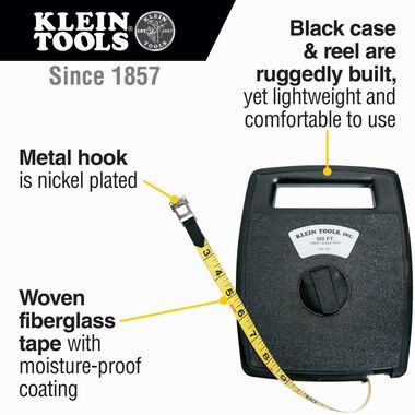 Klein Tools 100' Woven Fiberglass Tape Case, large image number 1