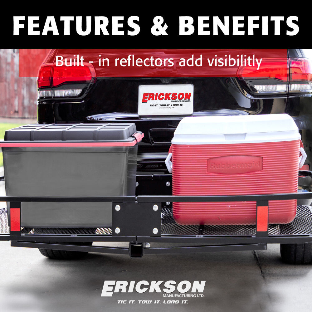 Erickson Mfg Heavy-Duty Folding Steel Hitch Cargo Carrier, 500 lb Capacity 60 Inch x 20 Inch, large image number 6