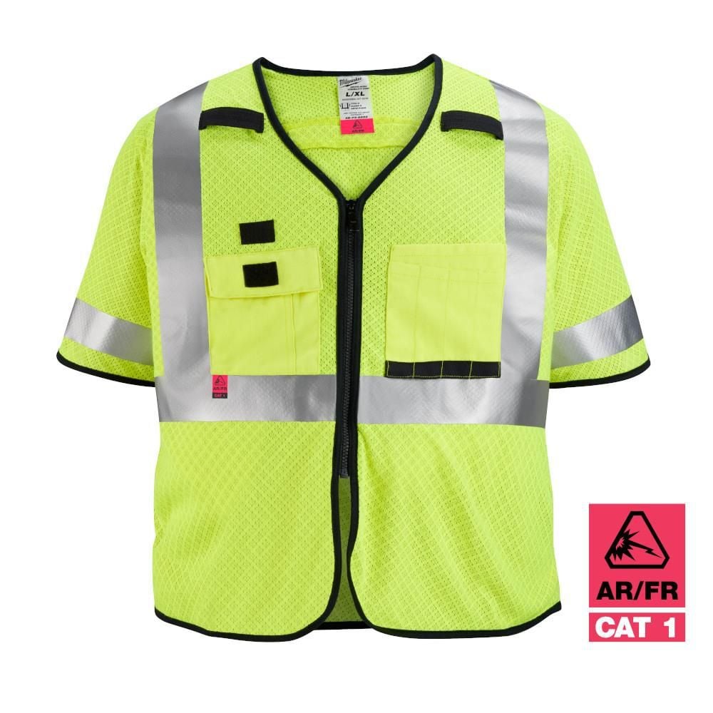 Milwaukee High Vis Safety Vest Yellow Class 3 Mesh AR/FR Cat 1 S/M, large image number 2