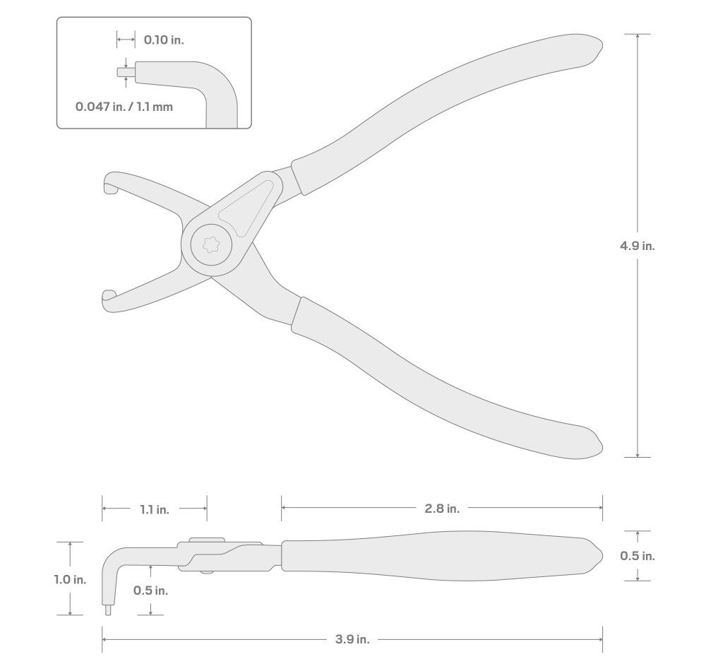 Tekton 5 Inch 90-Degree Internal Retaining Ring Pliers 0.047 Inch Tips, large image number 7