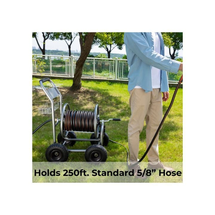 Giraffe Tools Hand Powered Industrial Hose Reel Cart with 4 Wheels, large image number 1