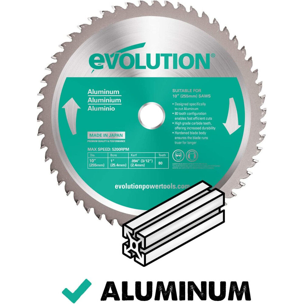Evolution Power Tools 10in x 80T Aluminum Cutting Miter Saw Blade, large image number 2