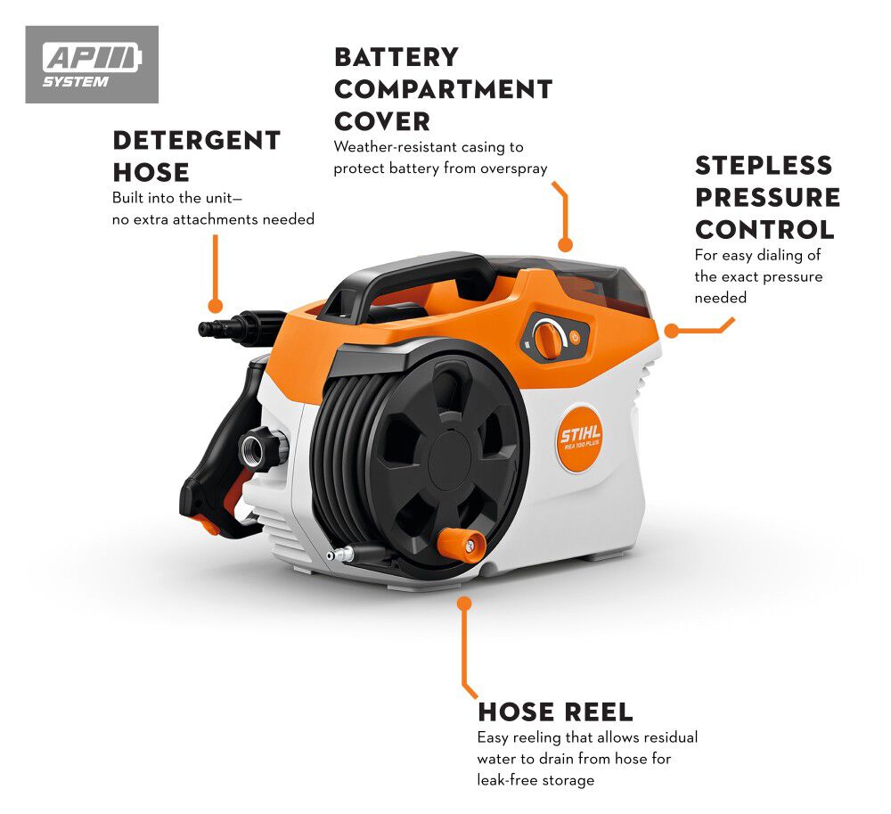 Stihl REA 100 PLUS 2200 PSI 1.2 GPM Battery Powered Cold Water Pressure Washer with 3-in-1 Spray Nozzle (Bare Tool), large image number 5