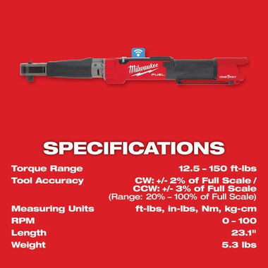 Milwaukee M12 FUEL 1/2inch Digital Torque Wrench with ONE-KEY (Bare Tool), large image number 7
