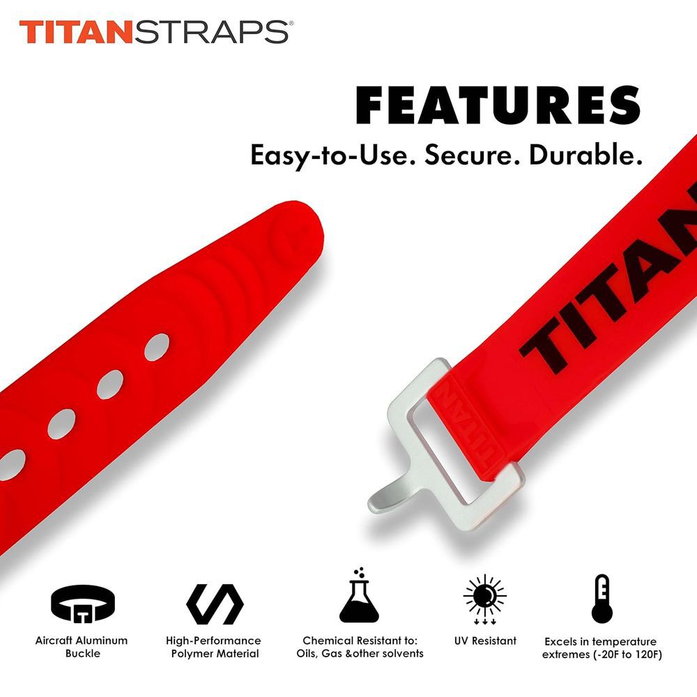 Titan Straps 20 Inch Red Polymer 70 Lbs Utility Strap with Aluminum Buckle, large image number 2