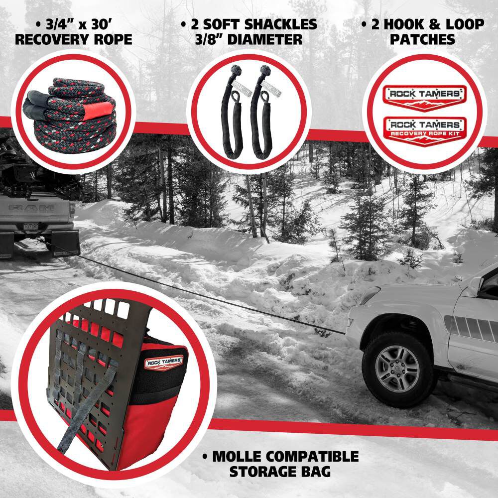 Rock Tamers 3/4 Inch x 30 Ft Recovery Rope Kit, large image number 4